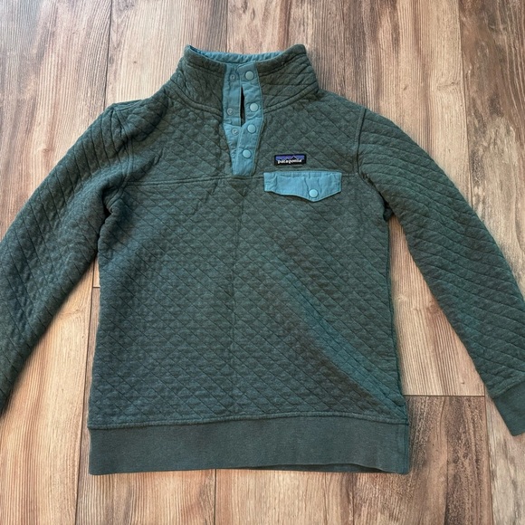 Patagonia Sweater Womens Size XS Green Organic Cotton Quilted Snap T Pullover - Picture 2 of 10